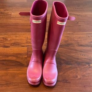 Pink hunter rain boots womens 7